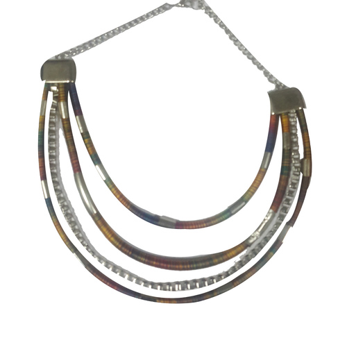 Silver Metal Beaded Choker Necklace