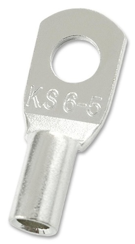 Copper Tubular Lug - 5.3mm, 12-10AWG Compression Terminal, 10 Stud Size Imperial, M5 Stud Size Metric, Weight 9.525 Grams