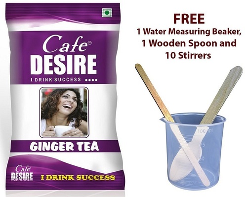 Instant Ginger Tea Premix - 1 Kg | Includes Measuring Beaker Wooden Spoon & 5 Stirrers for Perfect Brewing at Home