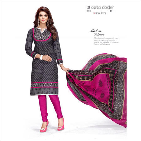 Black And Pink Printed Cotton Suits