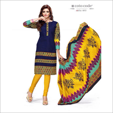 Blue And Yellow Stylish Cotton Suits