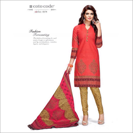 Peach And Brown Ladies Cotton Salwar Kameez