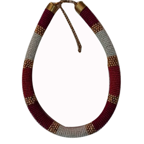 Red Glass Seed Beaded Spring Necklace