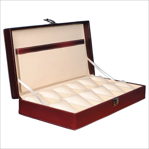 Hard Craft Watch Box Case PU Leather for 12 Watch Slots - Maroon