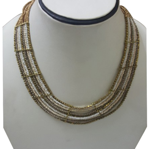 Gold Glass Beaded Designer Choker Necklace