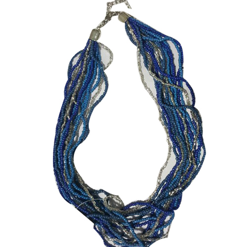 Blue Glass Seed Handcrafted Beaded Necklace