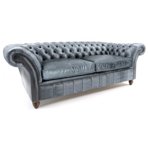 Chesterfield Rolled Arms Leather Sofa