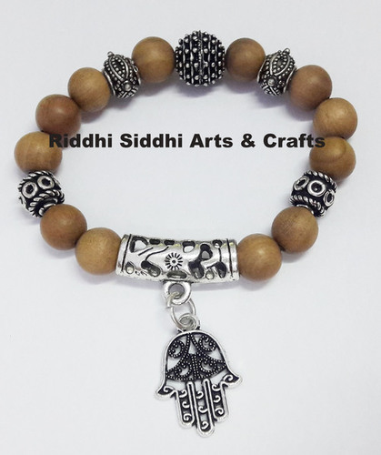 Natural Dark Golden Brown Sandalwood Charm Bracelet