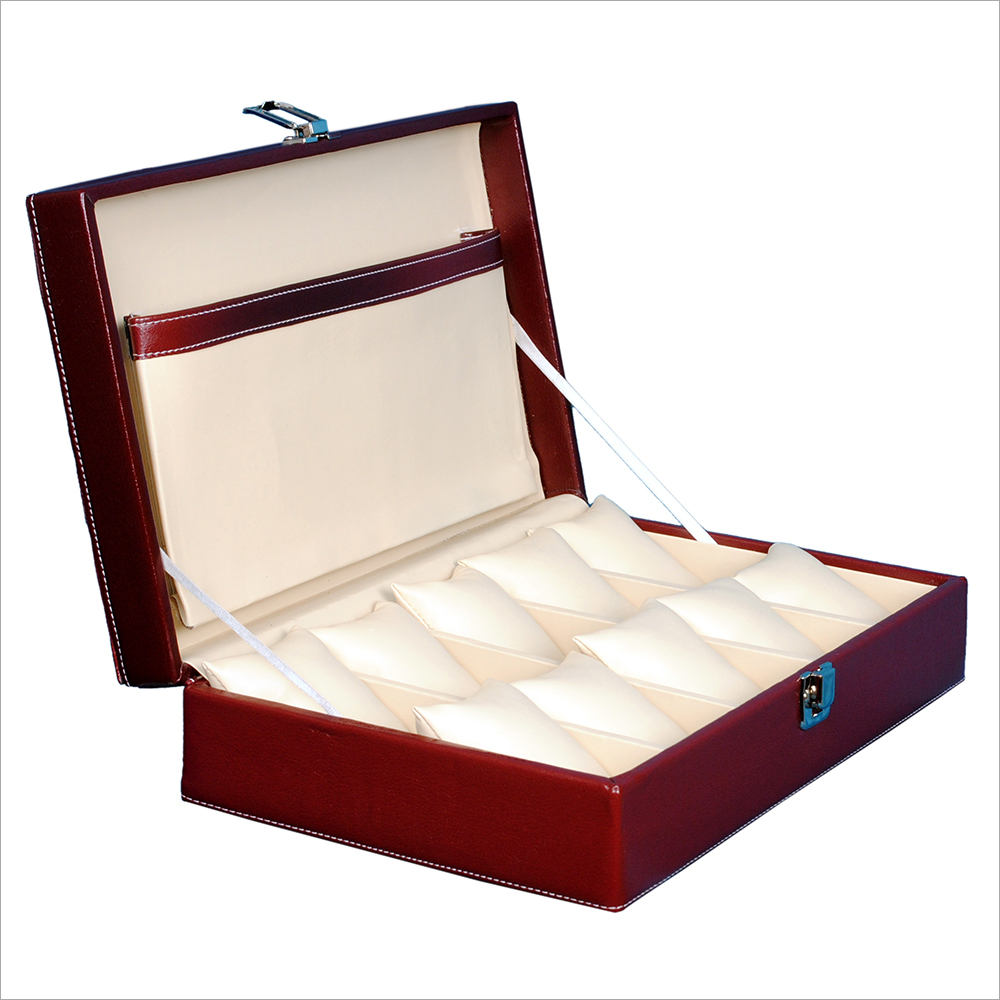 Fico Maroon Watch case For 10 Watches
