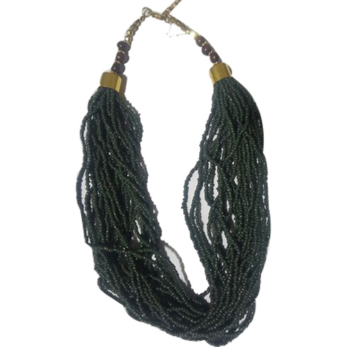 Black Glass Seed Beads Work Necklace