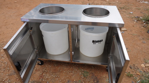 Steel Dust Bin - 80 Liter, 70x50x80cm | Durable Stainless Steel, Polished Finish, Double Bin, Easy Cleaning, Mobile Design, Odor Control, Space Saving