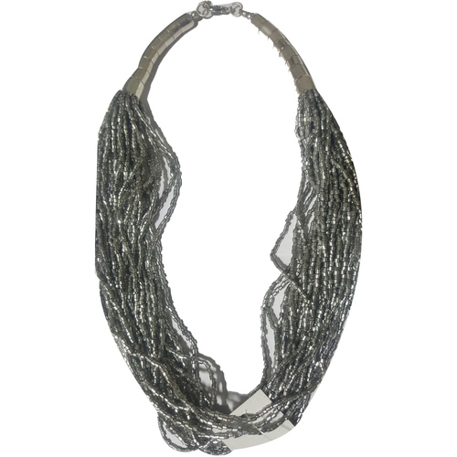 Silver Glass Seeds Beads Work Necklace