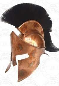 Copper Antique 300 King Leonidas Armour Helmet With Black Plume