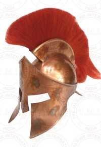 Copper Antique 300 King Leonidas Spartan Helmet With Red Plume