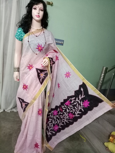 Cotton Saree with applique work Cotton Saree with applique work