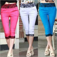 Blue Women Pants Capri