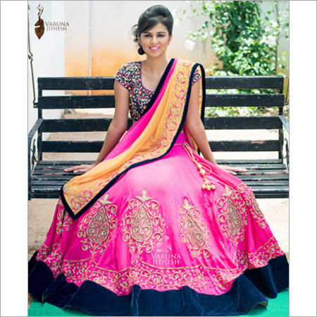 Pink Navy Blue Lehenga