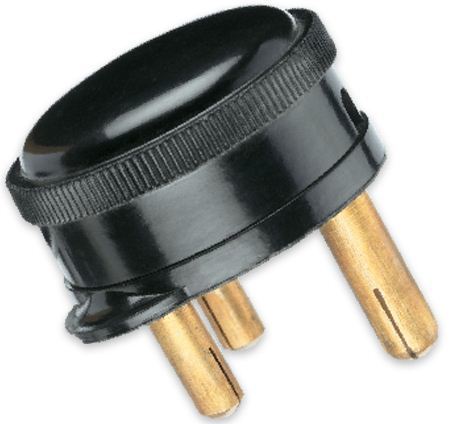 Plug Top - Bakelite, Black, 16 Amp, 3 Pin | Durable, Reliable, Efficient, Easy Use, Brass Pins
