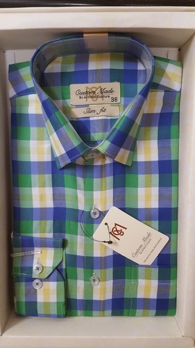 Regular Fit Men'S Check Shirt Collar Style: Standard