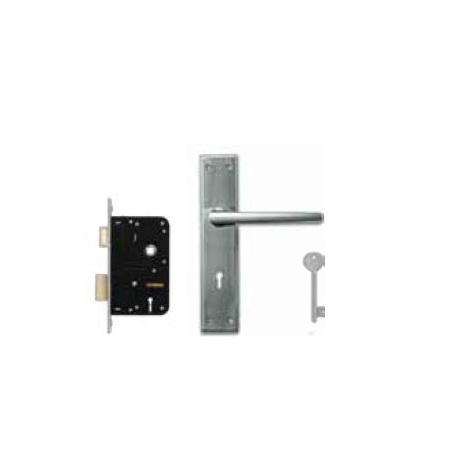 Handle Lock - Steel 80x200 mm Silver, Mortise Locking, Durable Handle, Key Access
