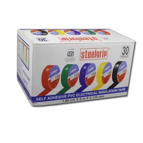 Self Adhesive PVC Electrical Insulation Tape - 18 mm x 0.125 mm x 8 Mtr. Stretchable Weather Proof Grips Firmly Non-Ageing ISI Marked