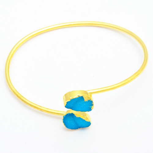 Gold Electroplated Druzy Adjustable Bracelet