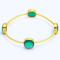 Green Onyx Gold Plated Bracelet Diameter: 70 Millimeter (mm)