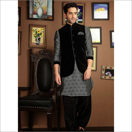 Black Valvet Jacket With Kurta Pajama