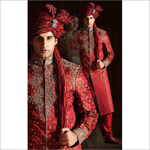 Red Groom Sherwani