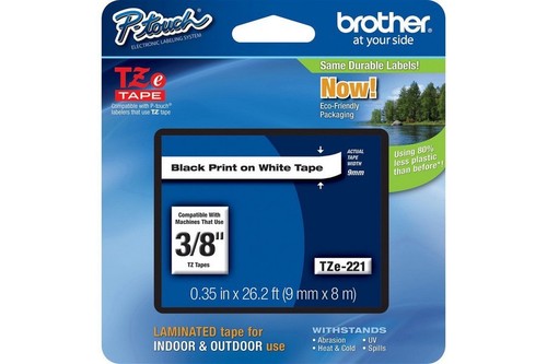 Laminated Tape - 9mm x 8m | Black on White, Durable Adhesive, Resistant to Water and Chemicals