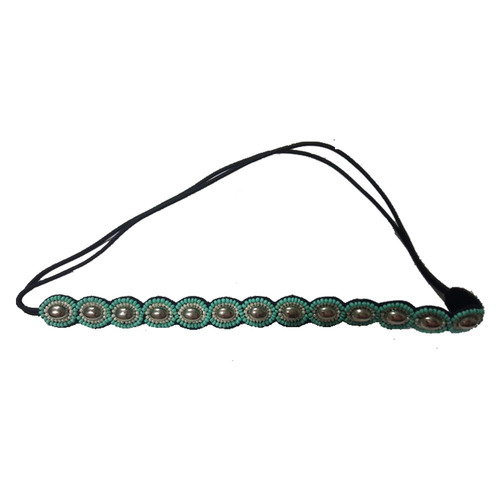 Green Glass Beaded Hand Embroidery Hairband