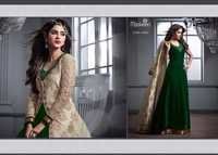Ladies Indian Suits - Rayon Material, Full Sleeve, Cream And Green, | Intricate Zari Embroidery, Colorfast And Lightweight Design