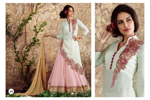 Off White & Baby Pink Designer Floor Length Indo Western Suit Online Shopping