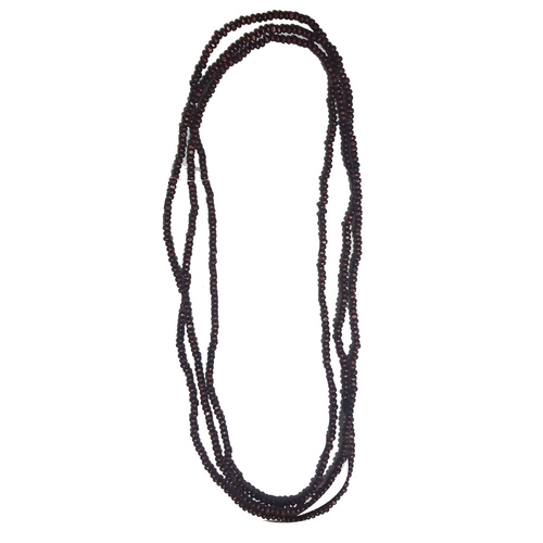 Brown Woods Beads Long Line Necklace