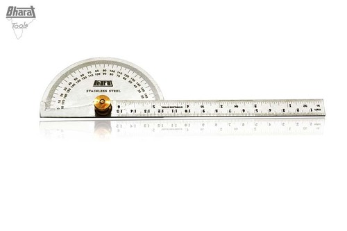 Protractor - Stainless Steel 6 Inch Blade Length 0-180 Degree Range | Precision Measuring Tool
