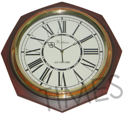 Wall Clock - Wood, 12 Inch Diameter, Brown, Octagon | Elegant Design, Durable, Quartz Movement, Handcrafted