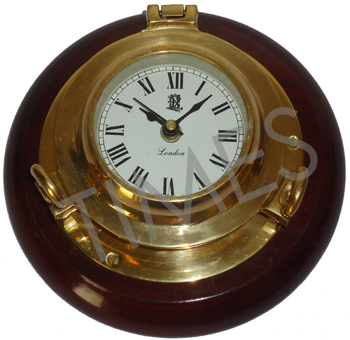 Nautical Wood & Brass Clock