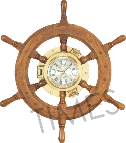 Wooden Ship Wheel Wall Clock