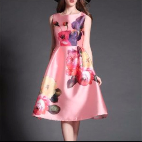 Digital Flower Printed Western Dress