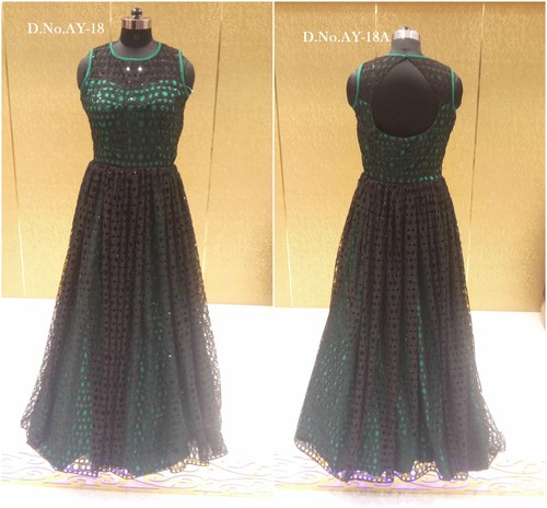 Black & Green Buy Designer Work Gown Online