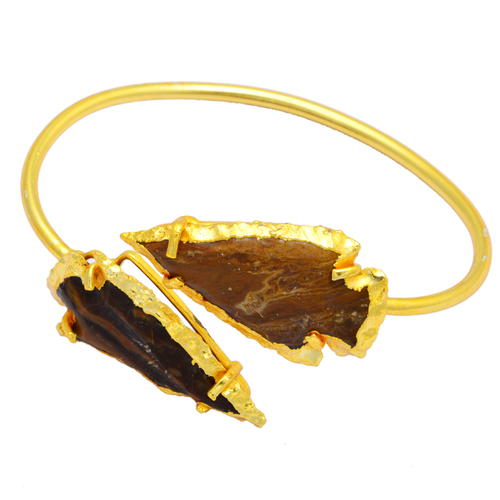 Agate Arrowhead Adjustable Gold Plated Bracelet