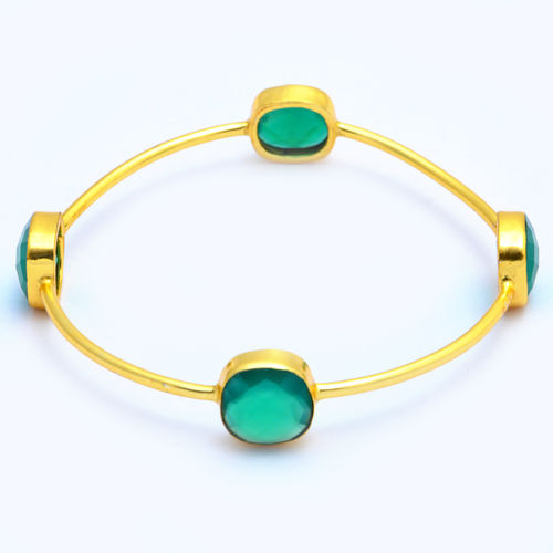 Gold Plated Green Onyx Bracelet