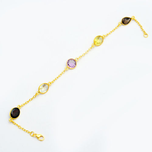 Multi Gemstone Gold Plated Bracelet