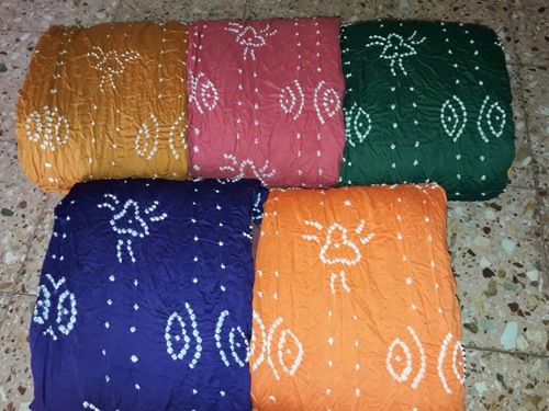 All And Multi Color Unstitched Bandhej Dress Material