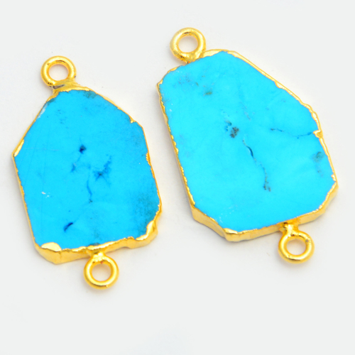 Turquoise Gold Electroplated Slice Connector