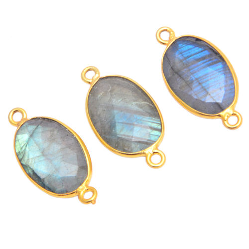 Labradorite Gemstone Oval Cut Bezel Set Connector Gender: Unisex