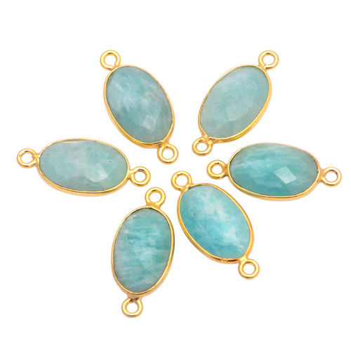 Pendants Amazonite Gemstone Bezel Set Connector