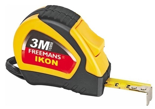 Pocket Steel Measuring Tape - 16 mm Width, 3 m Measuring Range | Auto Lock Press Release, Dura Coat Rubberized Case, Belt Clip, 4X Life
