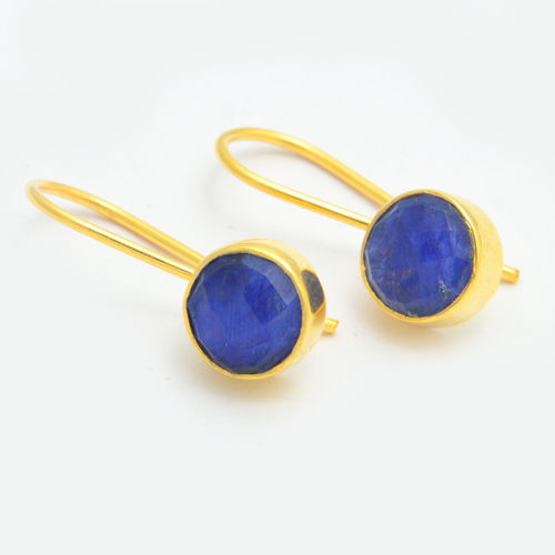 Same As Picture Gold Plated Blue Sapphire Earring