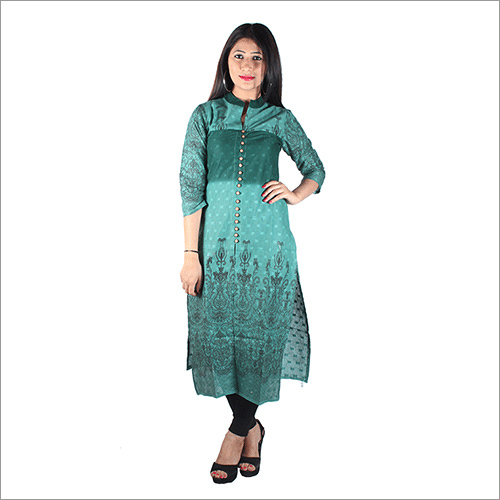 Olive And Dark Green Designer Turquoise Kurti